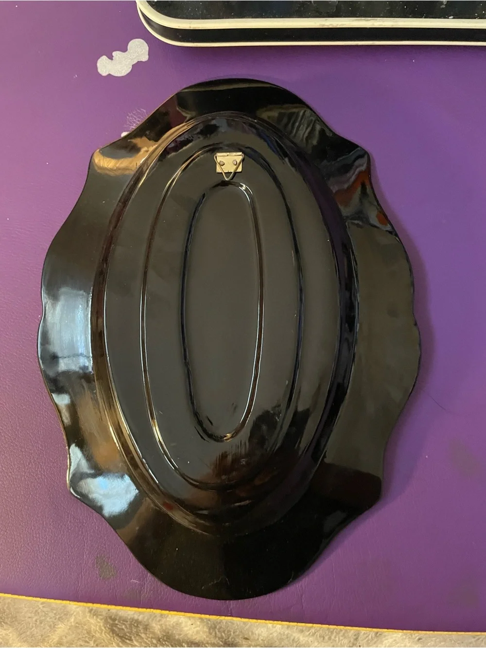 Hand-Painted Black Lacquer Decorative Serving Trays with Mother-of-Pearl Inlay